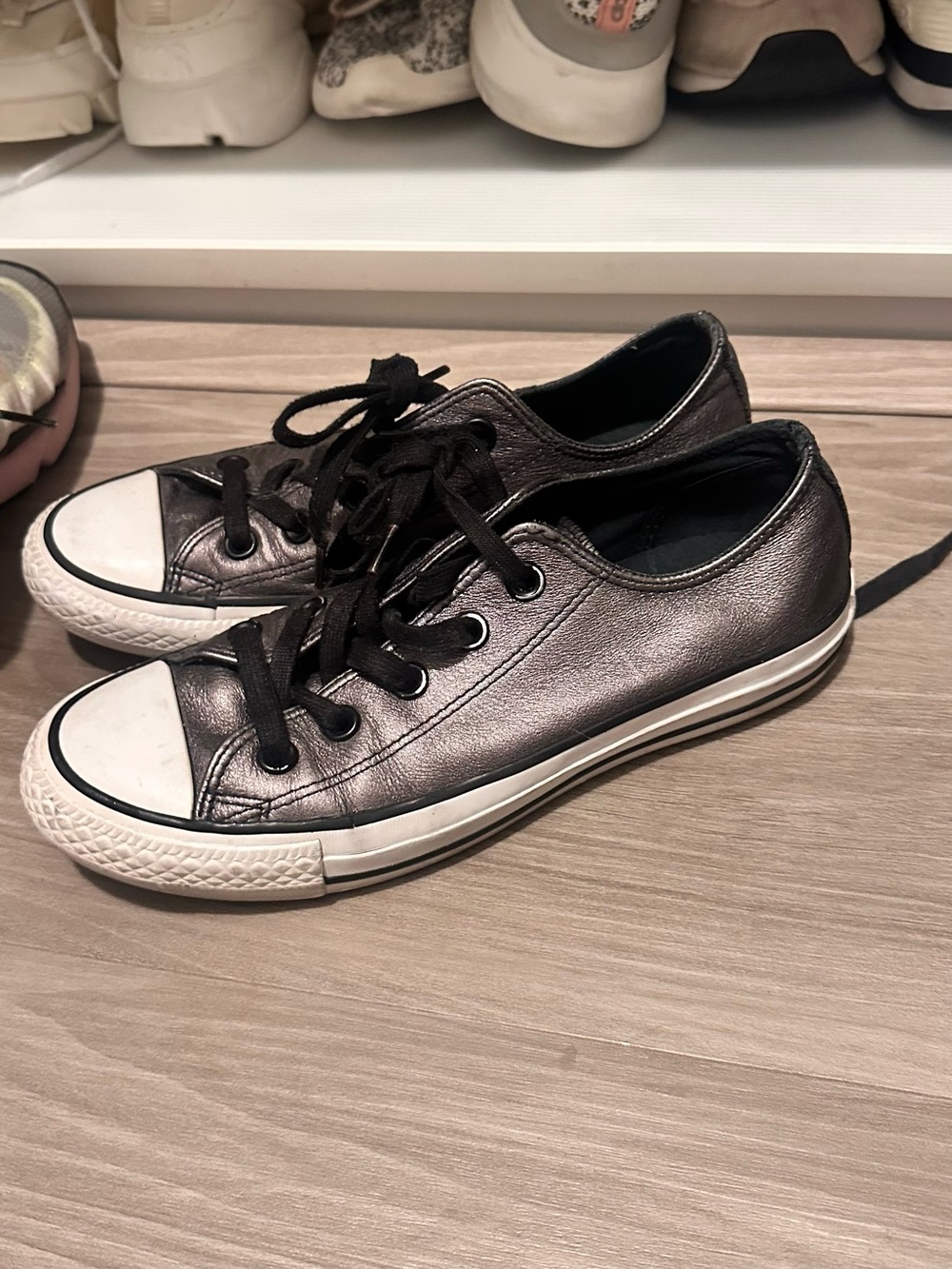 Converse Metallic Charcoal Low-Top Lace-Up Sneakers